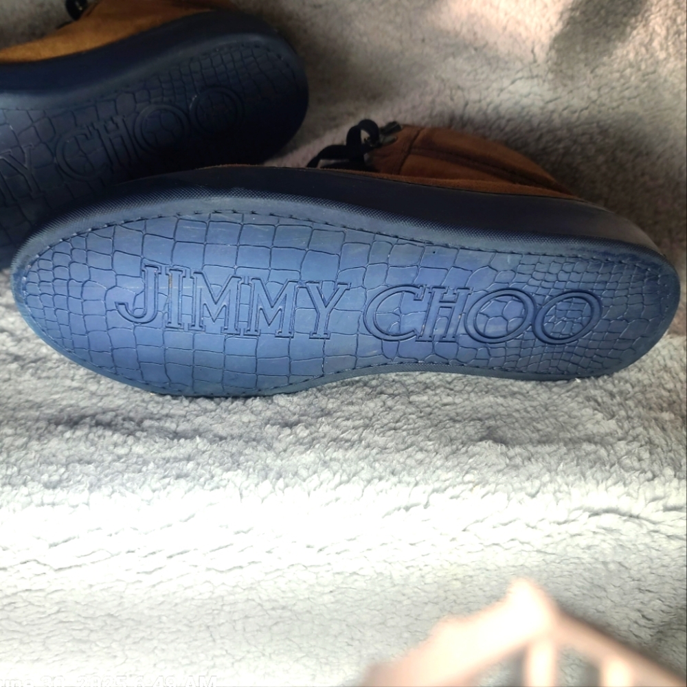 Jimmy Choo Brown Suede and Blue Sneakers - Picture 6 of 12